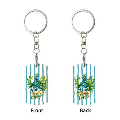 Mahjong Bird Bam Cheers Rectangular Metal Keychain - Splash of Color Co.