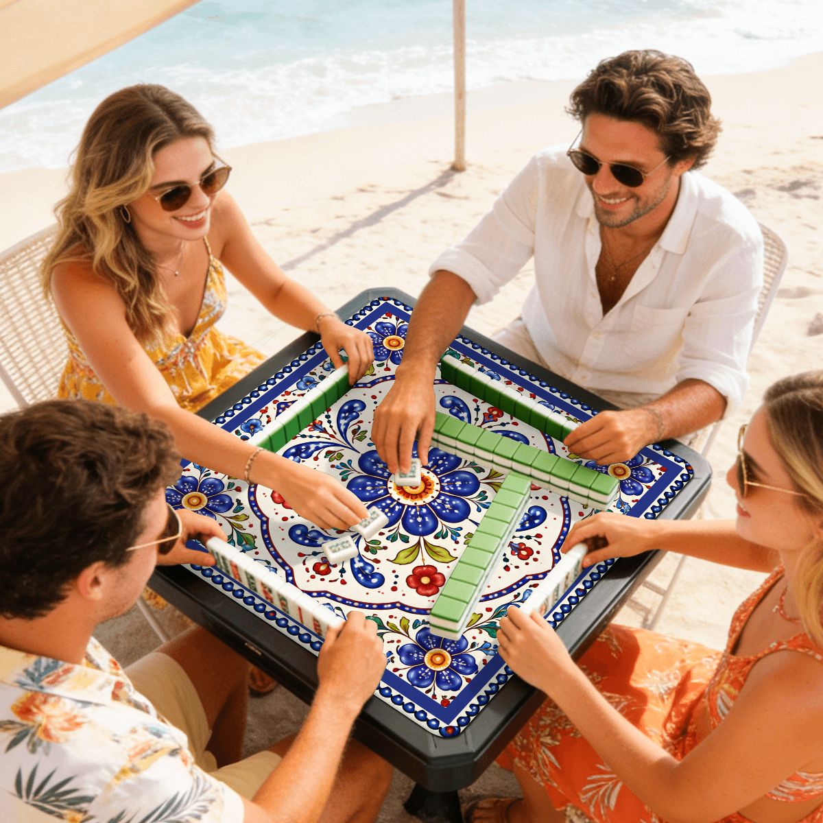 Pottery Porcelain Mini Mahjong Travel Mat - Splash Of Mahj And Color Co.