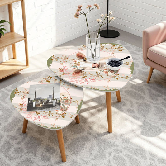 Country Farmhouse, Floral Cow Preppy Garden Room Modern Boho Nesting Tables - Splash of Color Co.