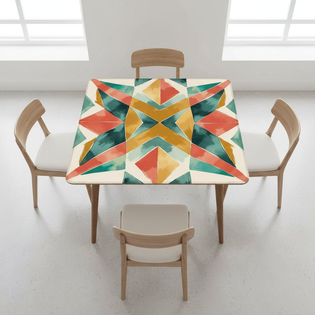 Boho Burst Prism Of Color, Emerald Green, Orange Mahjong Mat - Splash of Color Co.