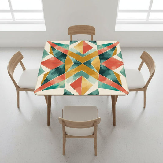 Boho Burst Prism Of Color, Emerald Green, Orange Mahjong Mat - Splash of Color Co.