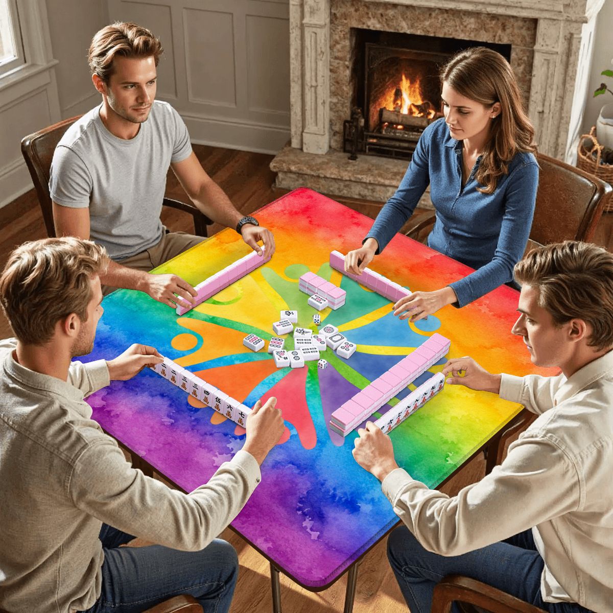 LGBTQ Rainbow Tie Dye Mahjong Mat