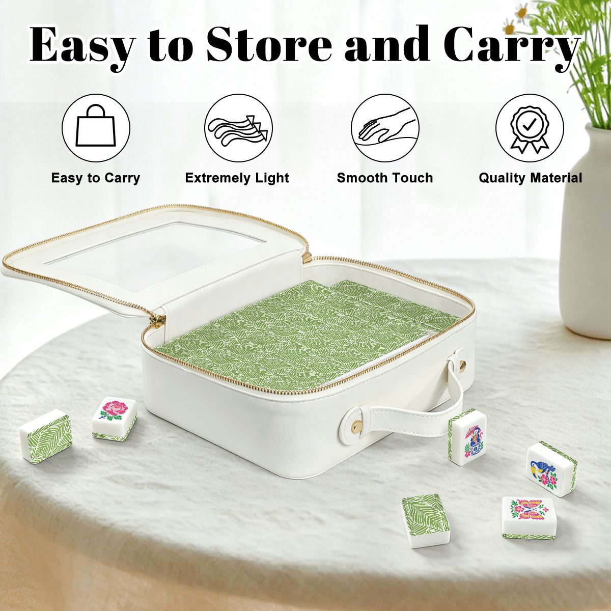 Tropical Paradise American Mahjong Chinoiserie Pastel Tiles And Carry Case - Splash Of Mahj And Color Co.