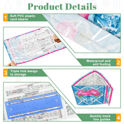 Pink Peony Watercolor Blue, 4 Mahjong Card Holder with Line Finder - Splash of Color Co.