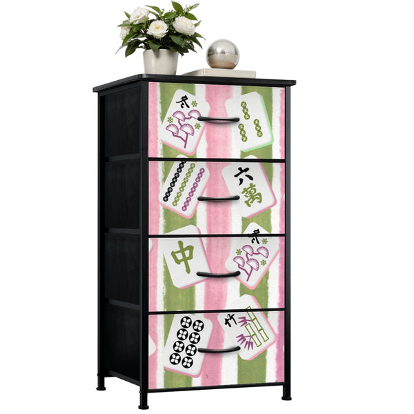Mahjong Dresser Mahj Accessory Chest Of Drawers Pink Green Preppy Mahj Tile Design - Splash of Color Co.