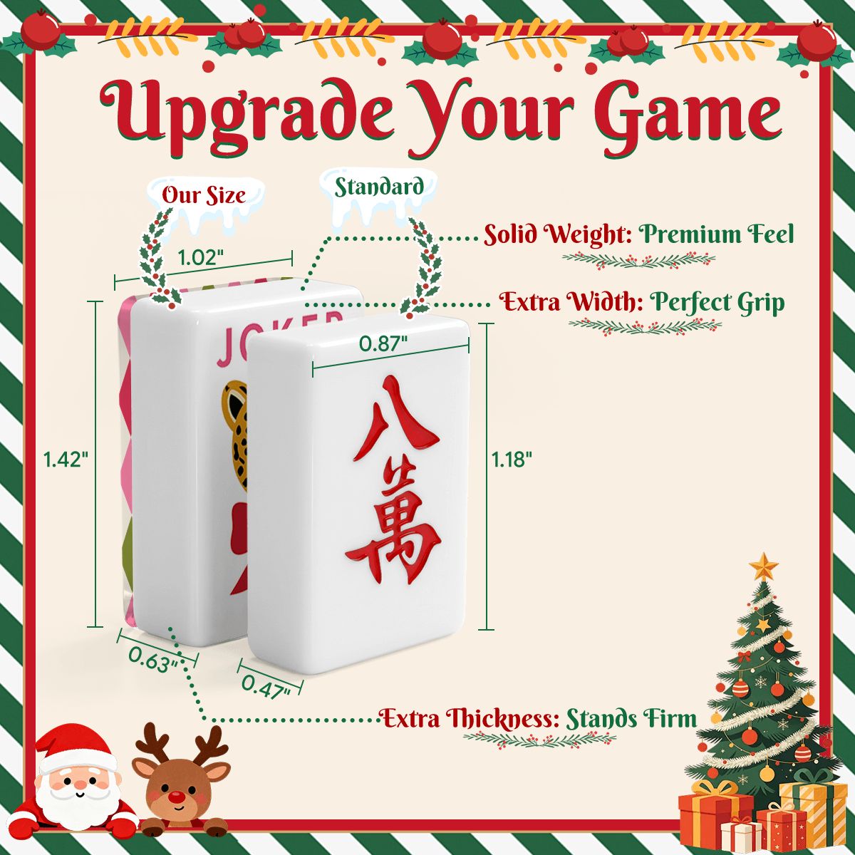 Vintage Shiny Brite Harlequin Christmas Pink And Green Glam Holiday Christmas Engraved Mahjong Tiles And Carry Case