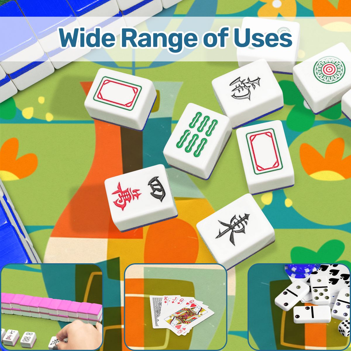 The Modern Four Seasons Mahjong Mat, Orange Teal Green Mahj Mat - Splash of Color Co.