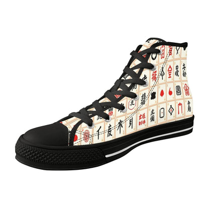 Mahjong Designed Hip Men's High Top Canvas Sneakers - Splash of Color Co.
