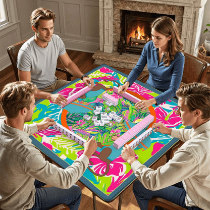 Lime In The Coconut Tropical Oasis Monkey Mahjong Mat - Splash of Color Co.