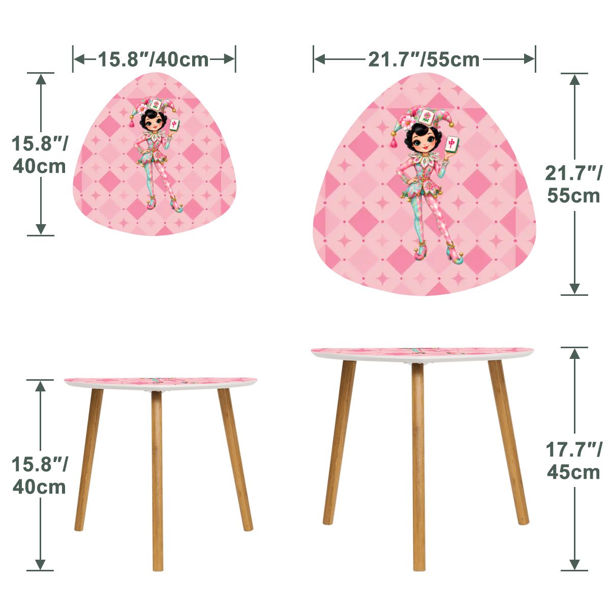 Mahjie The Mascot Preppy Pink Mahjong Side Nesting Tables
