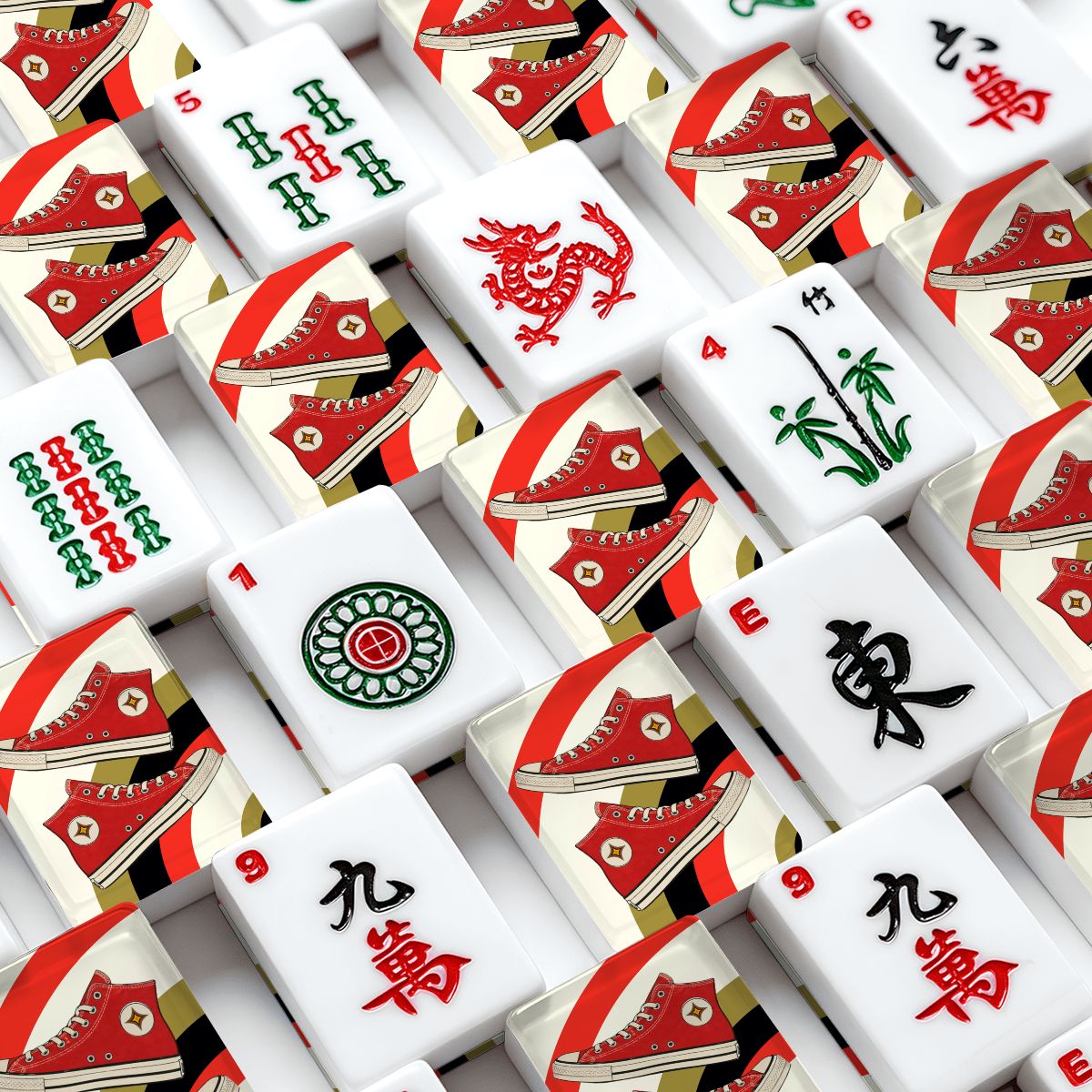 Kicking It Old School American Mahjong Tiles And Carry Case - Splash of Color Co.