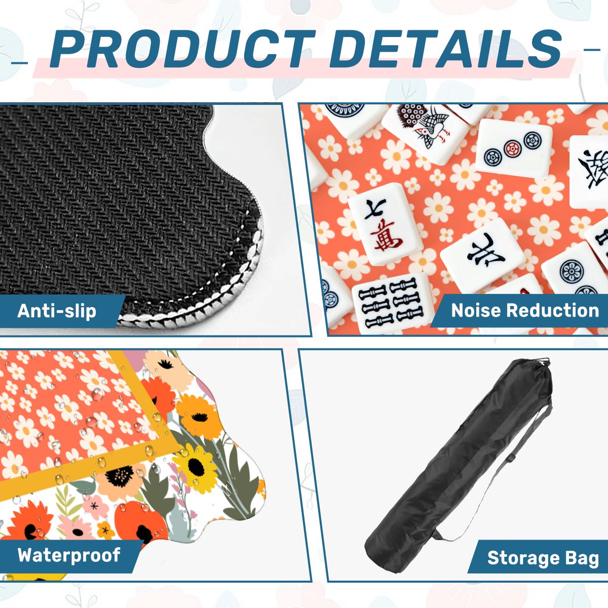 Modern Daisy Preppy Sunshine Scalloped Mahjong Mat - Splash of Color Co.