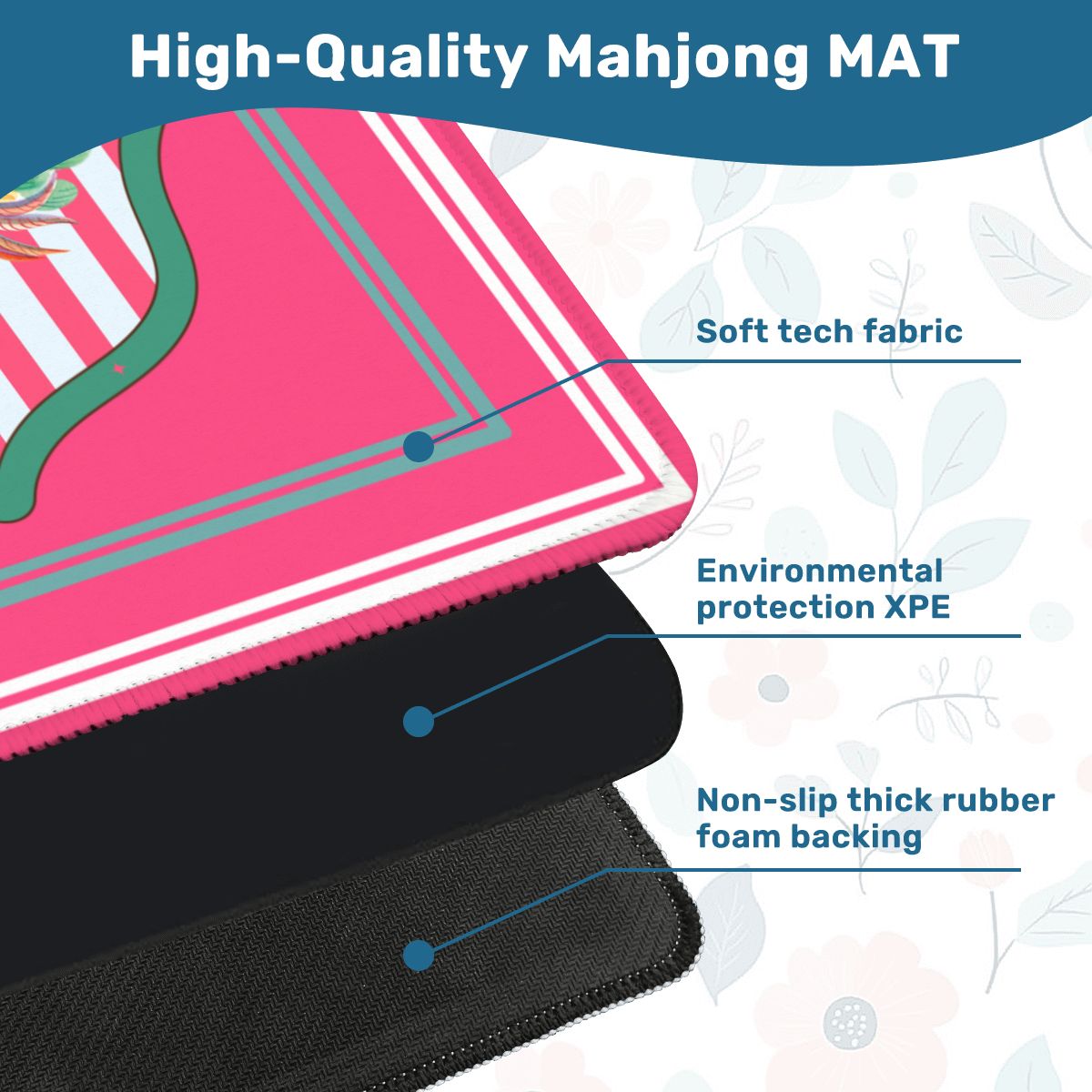 Pretty As A Peacock Hot Pink Mahjong Mat - Splash of Color Co.