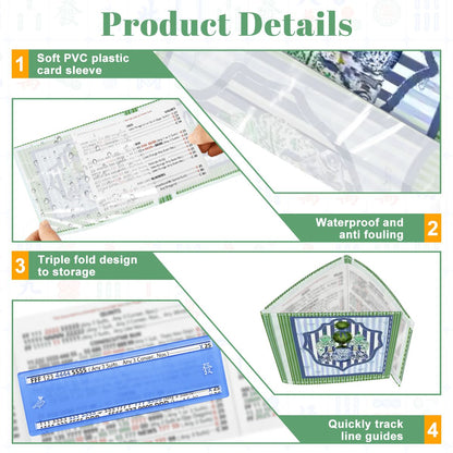 Chinoiserie Staffordshire Dogs Green Blue Striped 4 Mahjong Card Holder with Line Finder - Splash of Color Co.