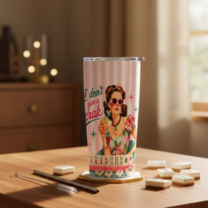 Funny Mahjong Tumbler, I Don't Give A Crak Stainless Steel Insulated Tumblers with Lid & Straw (20oz)