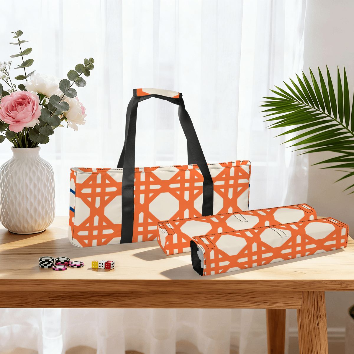 Orange Cane Bundle Rack And Tile Organizer Mahjong Bag Set - Splash of Color Co.