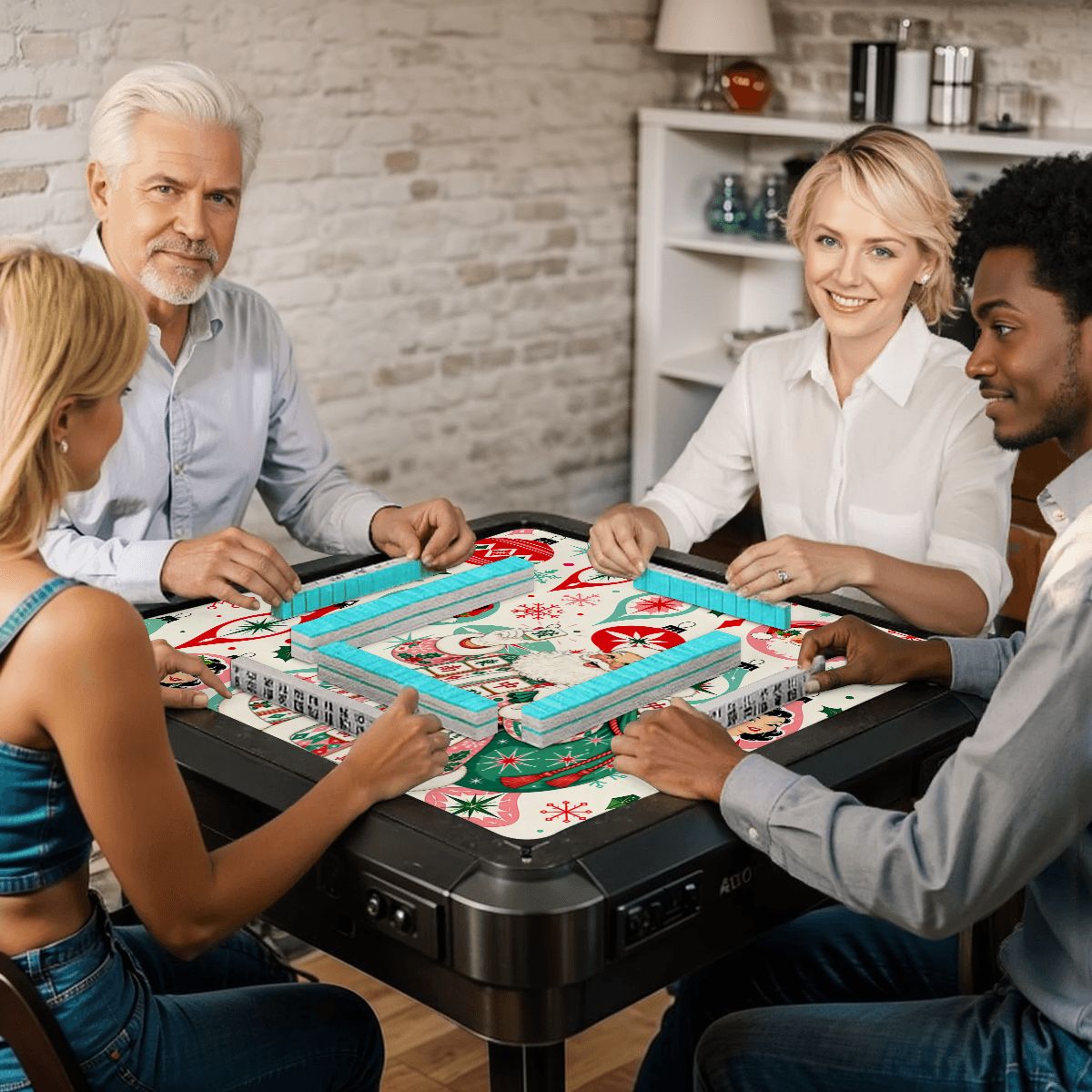 Jolly Nostalgic Santa Christmas Mahjong Mat