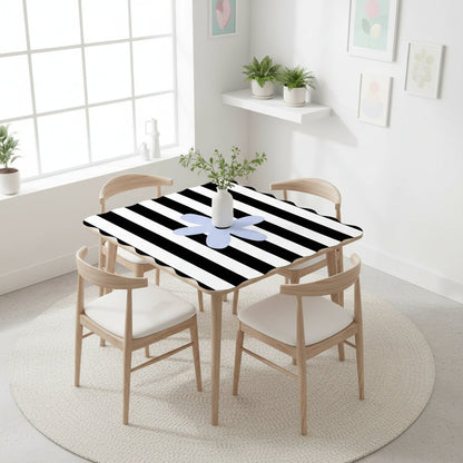 The Daisy Mae Black And White Striped Preppy Scalloped Mahjong Mat - Splash Of Mahj And Color Co.