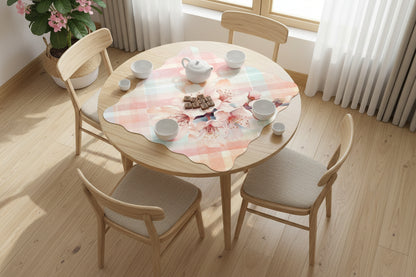 Spring Cherry Blossom Pretty Preppy Watercolor Scalloped Mahjong - Splash of Color Co.