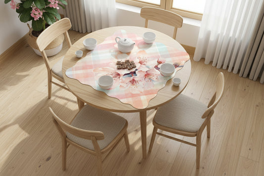 Spring Cherry Blossom Pretty Preppy Watercolor Scalloped Mahjong - Splash of Color Co.