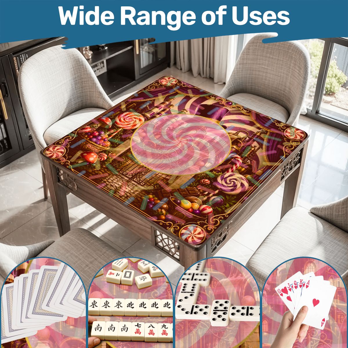 Whimsical Imagination Candy Themed Mahjong Mat - Splash of Color Co.
