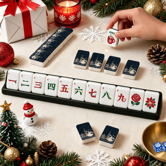 Sweater Weather Nostalgic Classic Traditional Christmas Mahjong Tiles With Carry Case - Splash Of Mahj And Color Co.