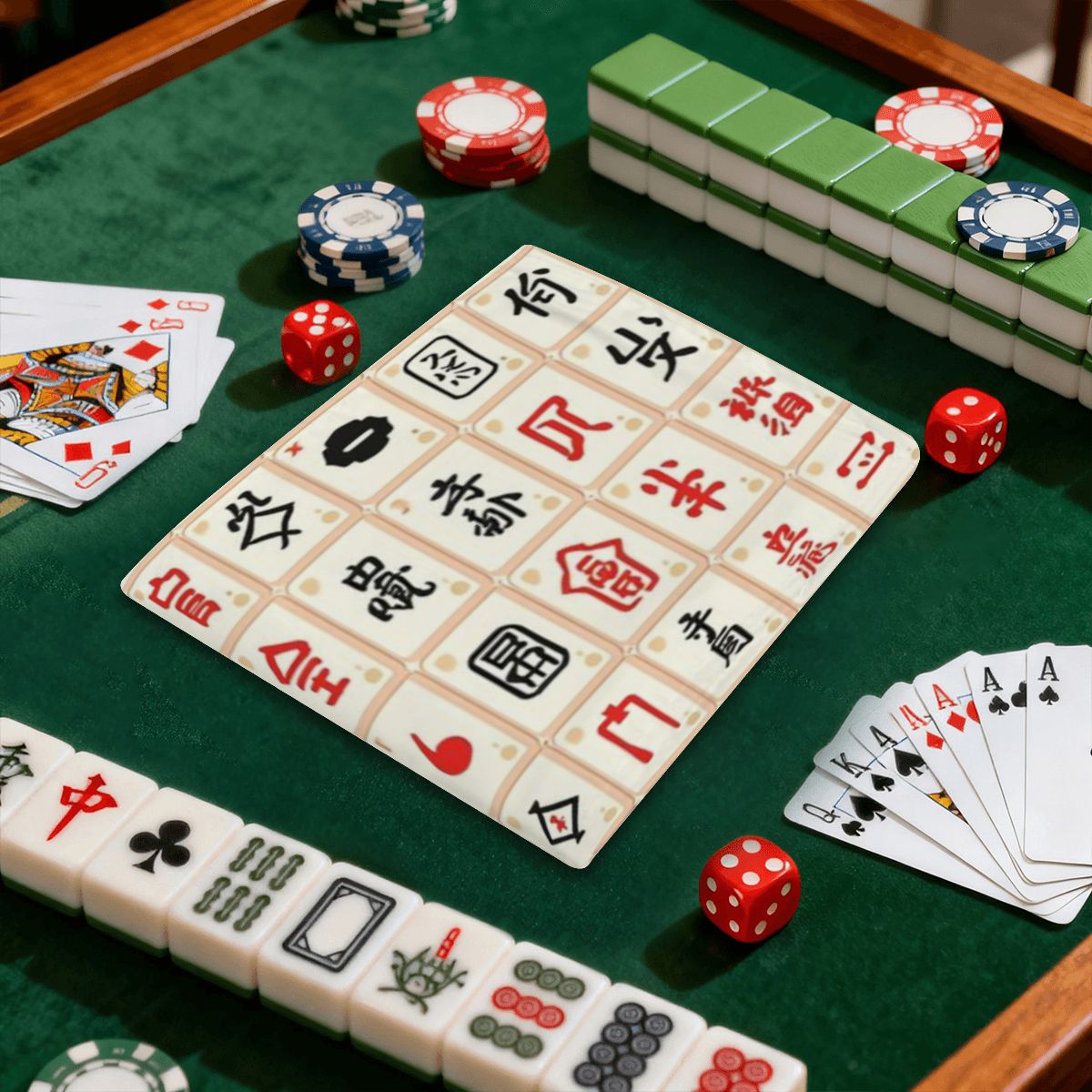 4 Mahjong Card HolderS with Line Finder, Mahj Tile Designed