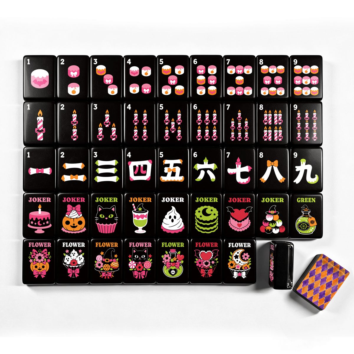 Harlequin Gothic Nights Dessert Halloween Mahjong Tiles With Carry Case - Splash Of Mahj And Color Co.