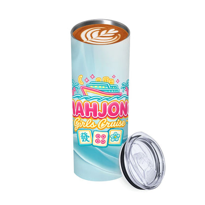 Mahjong Girls Cruise, 20oz Straight Stainless Steel Tumbler with Straw - Splash of Color Co.