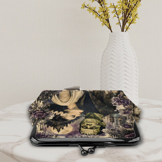 Frankenstein And Bride Women's Leather Kiss Lock Coin Purse - Splash Of Mahj And Color Co.