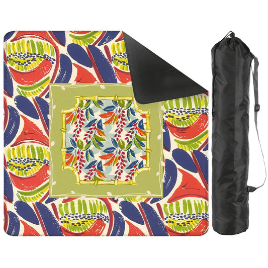 Mahjong Mat, Coral Blue Abstract Floral Modern Mahjong Mat