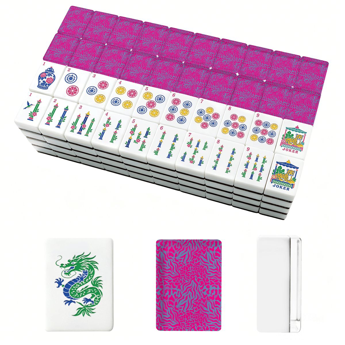 Hot Fuchsia American Mahjong Pastel Chinoiserie Tiles