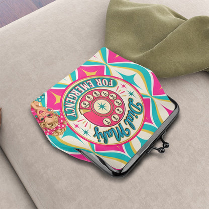 Funny Nostalgic Dial Mahj For Emergency Women's Leather Kiss Lock Coin Purse