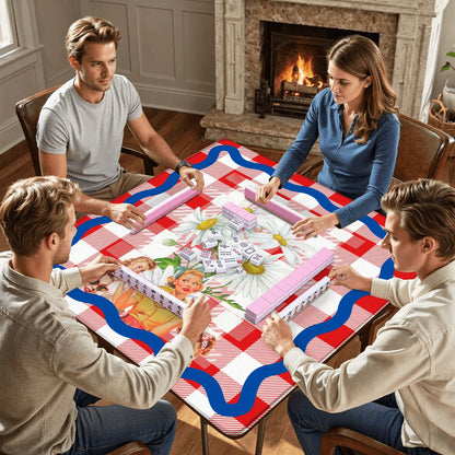 The Real Mahj Wives Red Gingham Nostalgic Mahjong Mat - Splash of Color Co.