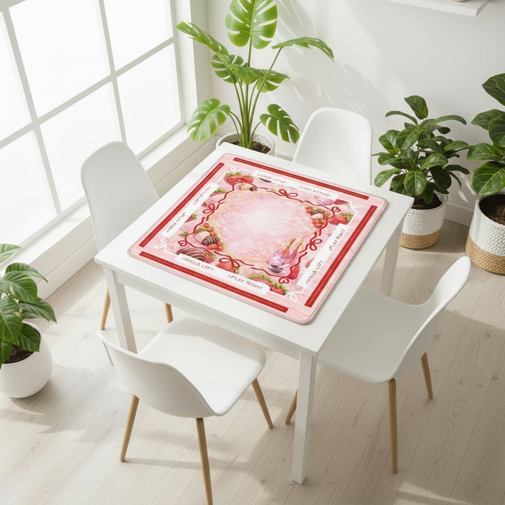 Strawberries And Bubbly Mahjong Mat With Instructions - Splash of Color Co.
