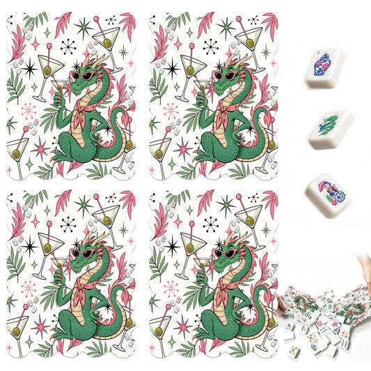 Dragon Tales Scalloped Mahjong Shuffler Cards Set of 4 - Splash Of Mahj And Color Co.
