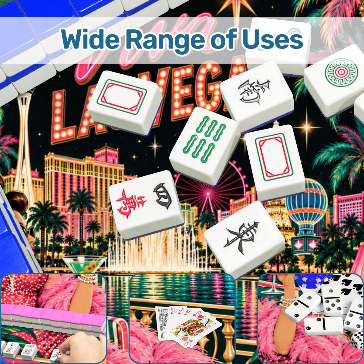 Viva Las Vegas Art Deco Mahjong Mat - Splash Of Mahj And Color Co.