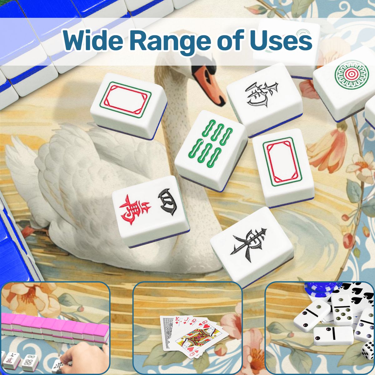 On Golden Pond Swan Mahjong Mat - Splash of Color Co.