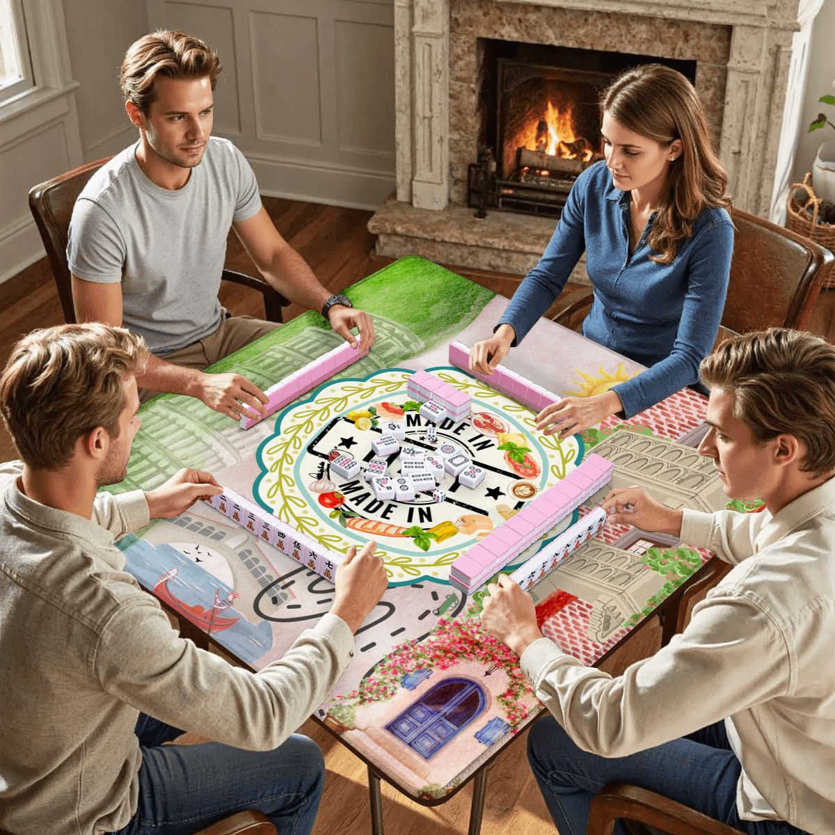 Italian Foodie Mahjong Mat, Tour Of Italy - Splash of Color Co.