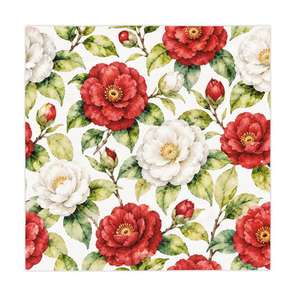 Camellia Bloom Southerbelle Tablecloth — Red & White Floral Dining Linen - Splash Of Mahj And Color Co.