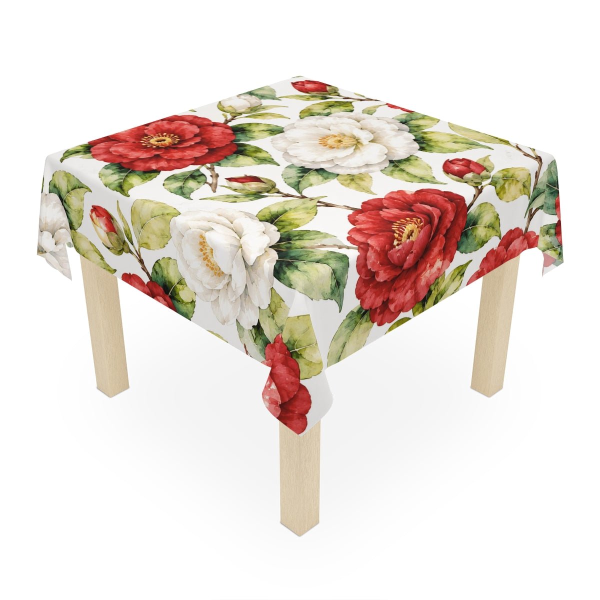 Camellia Bloom Southerbelle Tablecloth — Red & White Floral Dining Linen - Splash Of Mahj And Color Co.