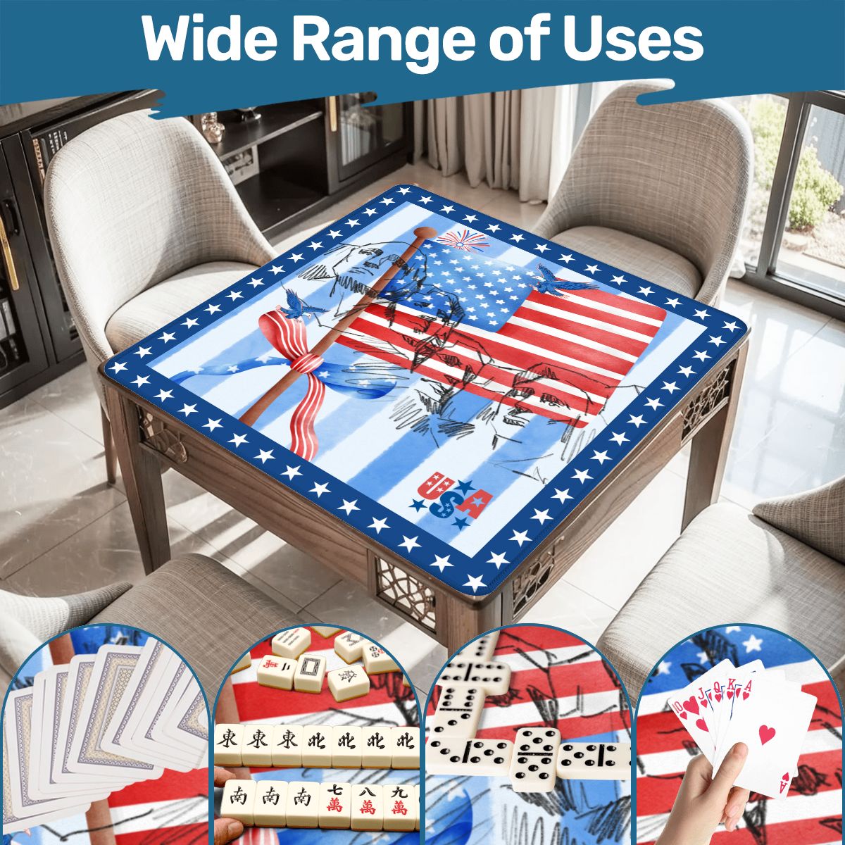 USA Patriotic Mount Rushmore Mahjong Mat - Splash of Color Co.