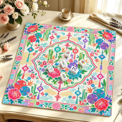 Peony & Parasol Mahjong Mat Sleek Surface - Splash Of Mahj And Color Co.