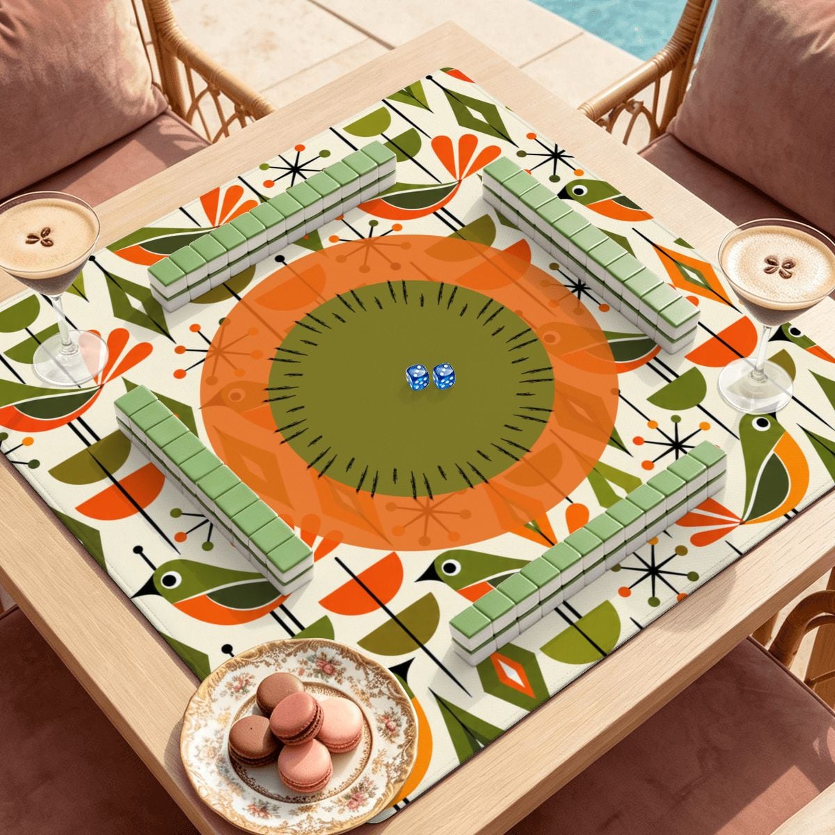 The Mod Squad Bird Club Mahjong Mat Sleek Surface - Splash Of Mahj And Color Co.