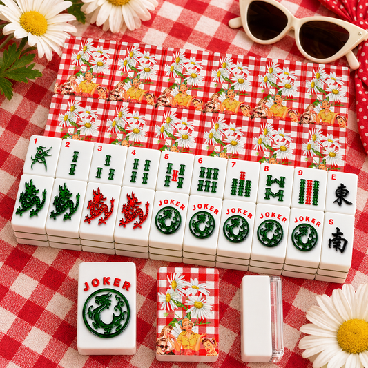 The Real Mahj Wives Red Gingham Nostalgic American Mahjong Tiles And Carry Case - Splash of Color Co.