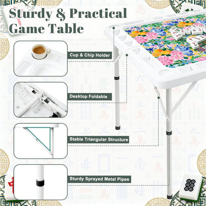 Sunny Citrus Chinoiserie Mini Mahj Mat And Foldable Mahjong Table - Splash of Color Co.