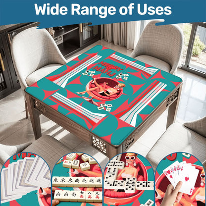 Mahjong Christmas Mat, Merry And Mahj Vintage Nostalgic Party Girl