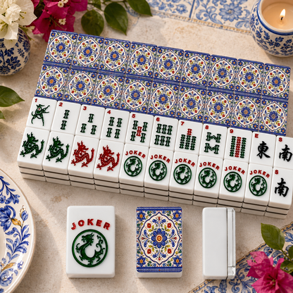 Pottery Porcelein Designed American Mahjong Tile Set And Carry Bag - Splash of Color Co.