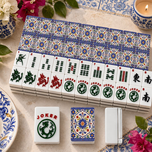 Pottery Porcelein Designed American Mahjong Tile Set And Carry Bag - Splash of Color Co.