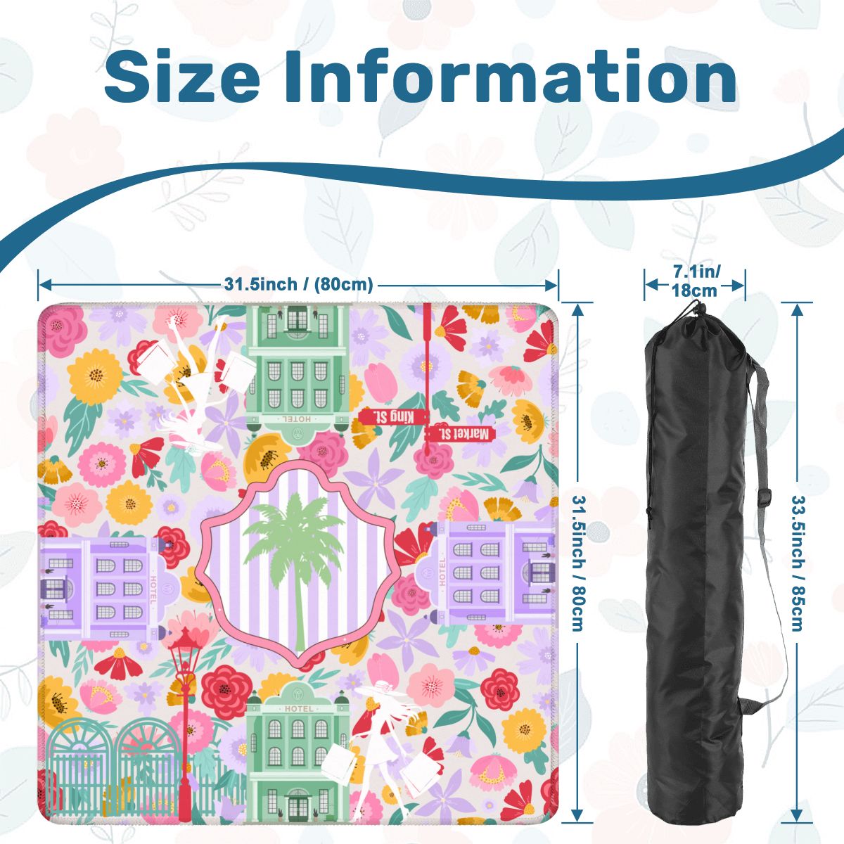 Charleston South Carolina Mahjong Floral Preppy Mahjong Mat - Splash of Color Co.